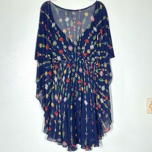 Free People Blue Floral Dress Sz M